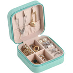 Compact Travel Jewelry Organizer Box | Portable Leather Case with Zipper for Rings, Earrings & Necklaces (Random Color)