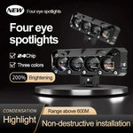 Four 4 Quad Lens – External LED – 120 Watt – White Yellow – Focused Light – Anti Fog