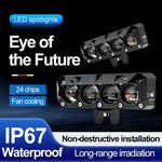 Four 4 Quad Lens – External LED – 120 Watt – White Yellow – Focused Light – Anti Fog