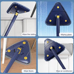Twist n Squeeze Triangle Shape Extendable Microfiber Mop For Floor | Adjustable Triangular Cleaning Mop Twisting 360° Rotating